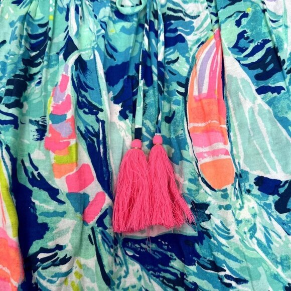 Lilly Pulitzer Palma Tube Top Hay Bay Bay Sailboat Tassel Strapless Womens Small - Picture 4 of 10